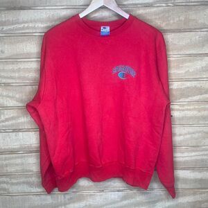 Vintage Champion Red Crewneck Size: XL Boxy Embroidered
